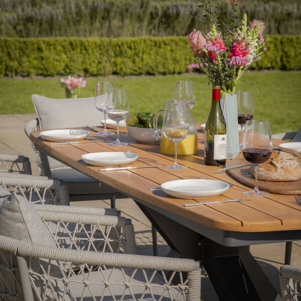 Maze - Jakarta Teak Oval Dining Table with 8 Monaco Cool Linen Rope Weave Dining Chairs product image