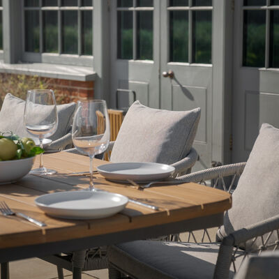 Maze - Jakarta Teak Oval Dining Table with 8 Monaco Cool Linen Rope Weave Dining Chairs product image