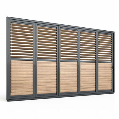 Maze - Eden Pergola Bi Folding Louvre Door fits within 4m - Wood Effect product image