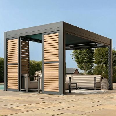 Eden Pergola Wood Effect Sliding Louvre Panel Door 262x222 (Right Hand)