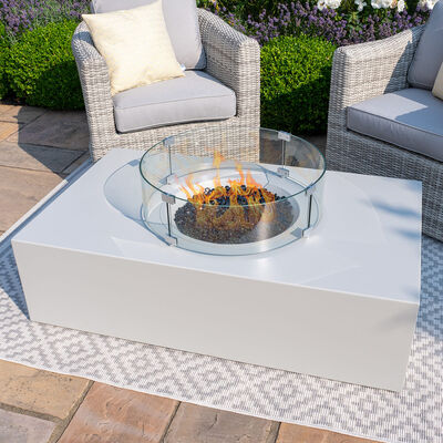 Maze - Rectangular Gas Fire Pit Coffee Table - Pebble White product image