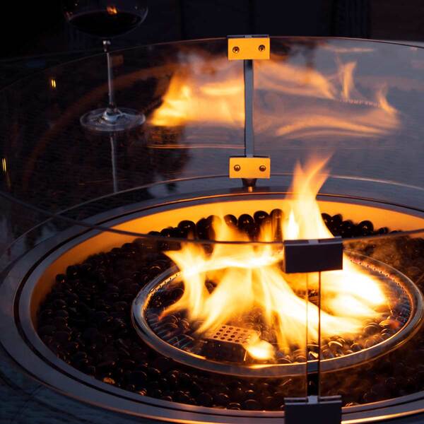 Maze - Rectangular Gas Fire Pit Coffee Table - Pebble White product image