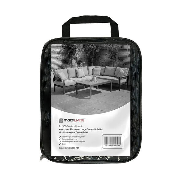 Maze - Pro 300 Outdoor Furniture Cover for Vancouver Aluminium Large Corner Sofa Set with Rectangular Coffee Table