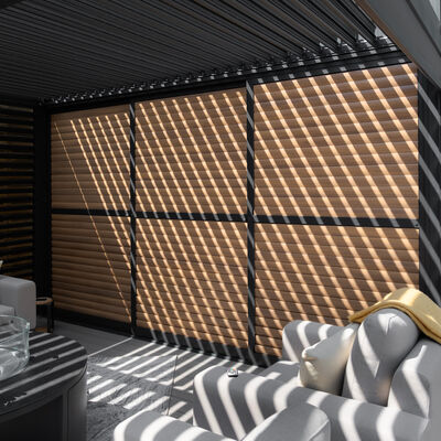 Maze - Como Pergola Sliding Wood Effect Louvre Panel Door (370 x 218cm) - fits within 4m product image