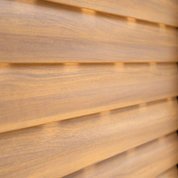 Maze - Como Pergola Sliding Wood Effect Louvre Panel Door (370 x 218cm) - fits within 4m product image