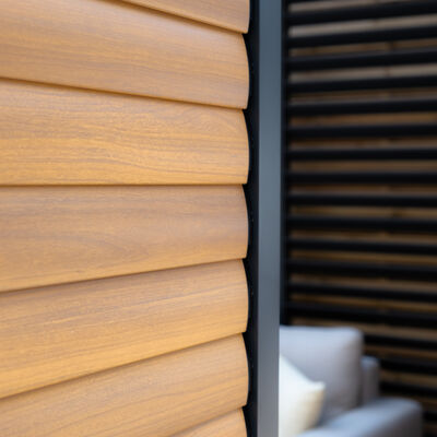 Maze - Como Pergola Sliding Wood Effect Louvre Panel Door (370 x 218cm) - fits within 4m product image