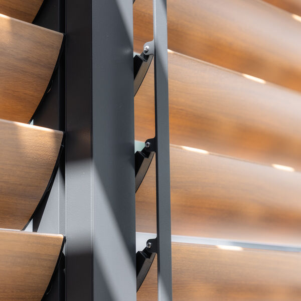 Maze - Como Pergola Sliding Wood Effect Louvre Panel Door (370 x 218cm) - fits within 4m product image