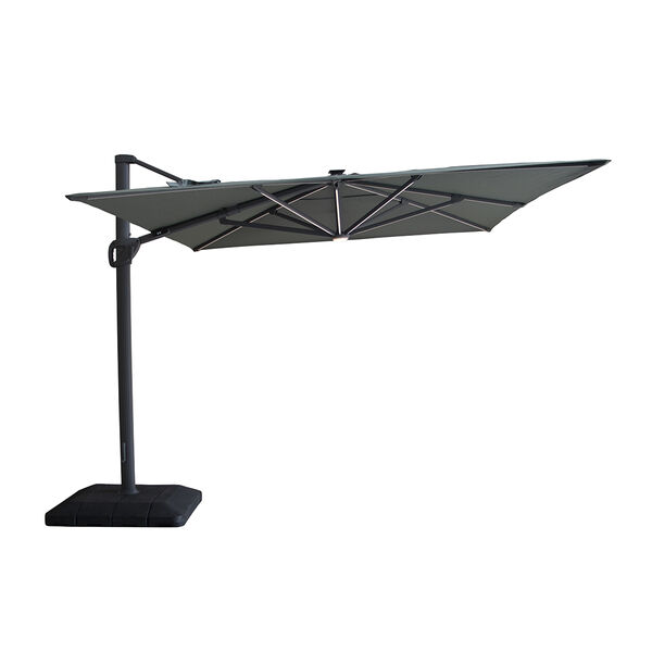 Maze - Aramis Solar LED 3m x 4m Rectangular Rotating Cantilever Parasol with Base - Oil Green product image