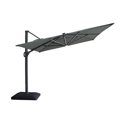 Maze - Aramis Solar LED 3m x 4m Rectangular Rotating Cantilever Parasol with Base - Oil Green product image
