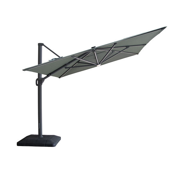 Maze - Aramis Solar LED 3m x 4m Rectangular Rotating Cantilever Parasol with Base - Oil Green product image