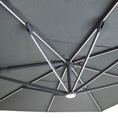 Maze - Aramis Solar LED 3m x 4m Rectangular Rotating Cantilever Parasol with Base - Oil Green product image