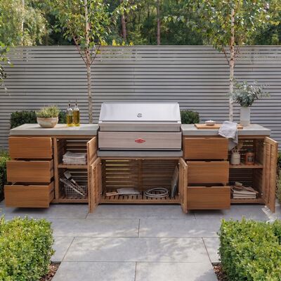 Bali Outdoor Kitchen Storage Unit - Double Unit Grill / Beefeater 1500 Series BBQ