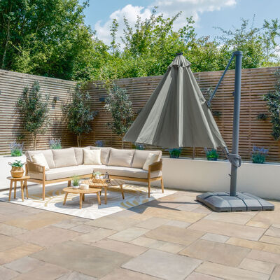Maze - Aramis Solar LED 3.5m Round Rotating Cantilever Parasol with Base - Oil Green product image
