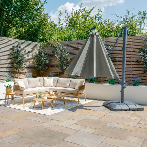 Maze - Aramis Solar LED 3.5m Round Rotating Cantilever Parasol with Base - Oil Green product image