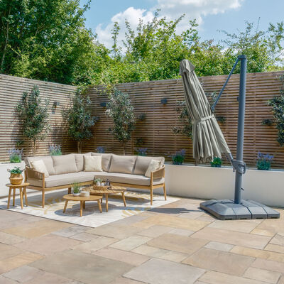 Maze - Aramis Solar LED 3.5m Round Rotating Cantilever Parasol with Base - Oil Green product image
