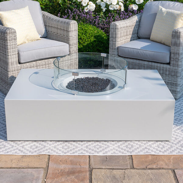 Maze - Rectangular Gas Fire Pit Coffee Table - Pebble White product image