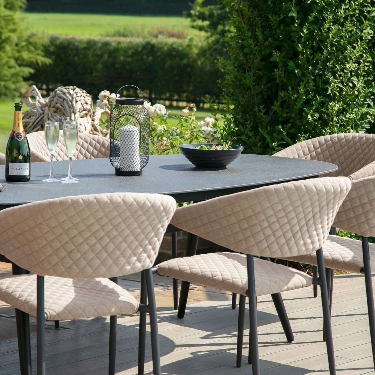 Maze - Outdoor Fabric Pebble 8 Seat Oval Dining Set - Taupe product image