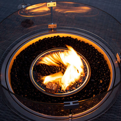 Maze - Rectangular Gas Fire Pit Coffee Table - Pebble White product image
