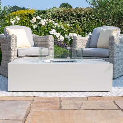 Maze - Rectangular Gas Fire Pit Coffee Table - Pebble White product image