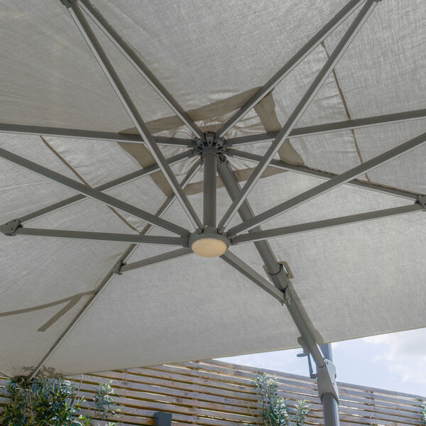Maze - Aramis Solar LED 3m x 4m Rectangular Rotating Cantilever Parasol with Base - Charcoal Grey product image