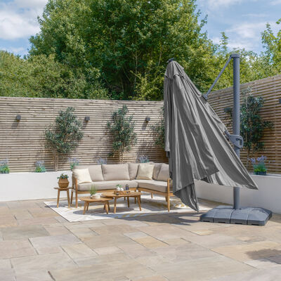 Maze - Aramis Solar LED 3m x 4m Rectangular Rotating Cantilever Parasol with Base - Charcoal Grey product image