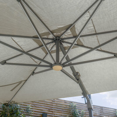 Maze - Aramis Solar LED 3m x 4m Rectangular Rotating Cantilever Parasol with Base - Oil Green product image