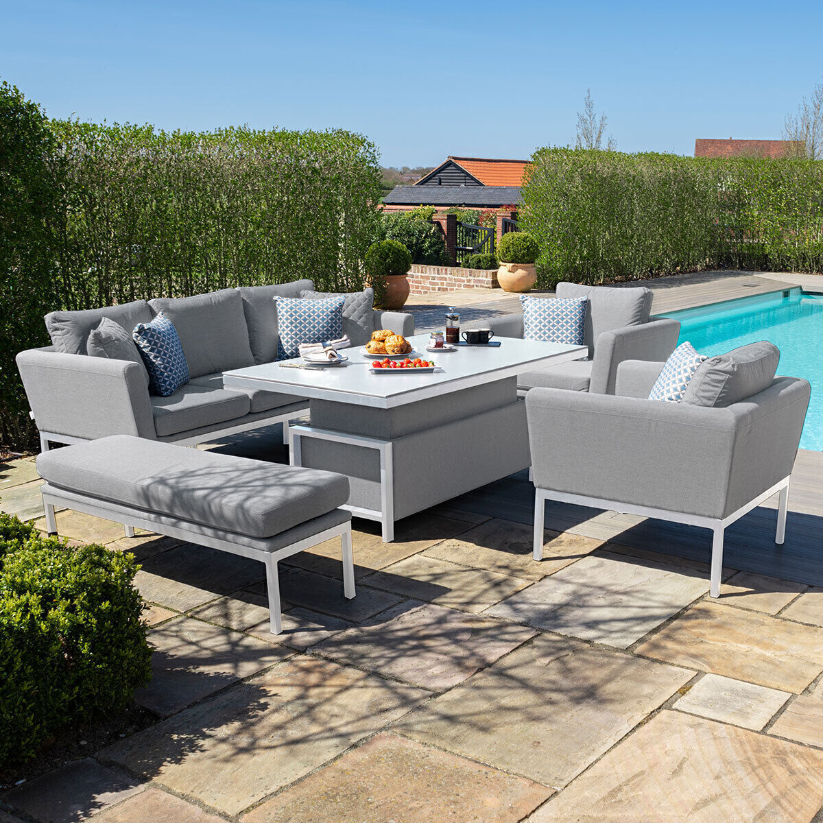 Maze - Outdoor Fabric Pulse 3 Seat Sofa Set with Rising Table - Lead Chine product image