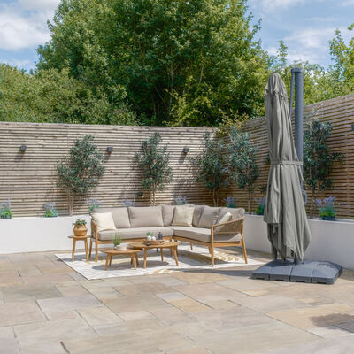 Maze - Aramis Solar LED 3m x 4m Rectangular Rotating Cantilever Parasol with Base - Oil Green product image