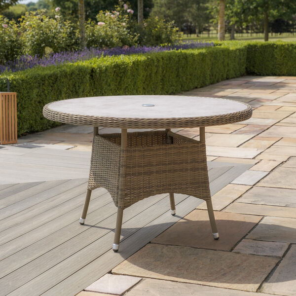 Maze - Winchester 4 Seat Round Rattan Dining Table - Ceramic Glass (Table Only)
