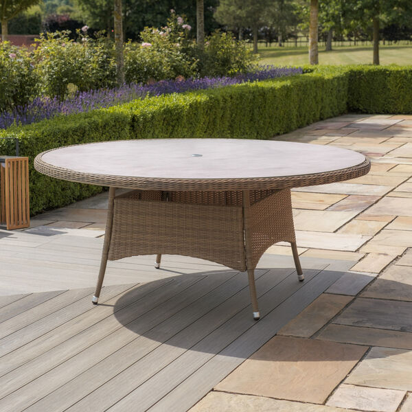 Maze - Winchester 8 Seat Round Rattan Dining Table - Ceramic Glass (Table Only)