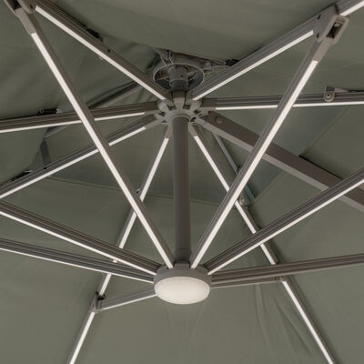 Maze - Apollo Solar LED 3m x 3m Square Rotating Cantilever Parasol with Base - Oil Green product image
