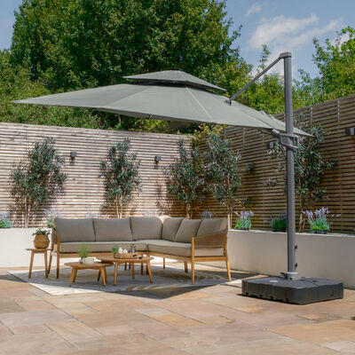 Maze - Apollo Solar LED 3m x 3m Square Rotating Cantilever Parasol with Base - Oil Green product image