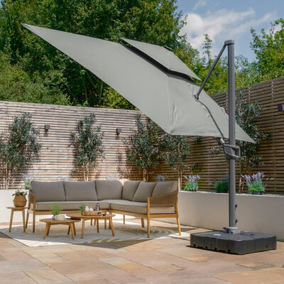 Maze - Apollo Solar LED 3m x 3m Square Rotating Cantilever Parasol with Base - Oil Green product image