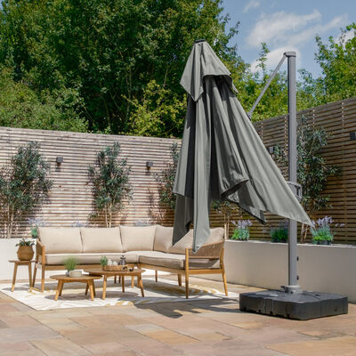 Maze - Apollo Solar LED 3m x 3m Square Rotating Cantilever Parasol with Base - Oil Green product image