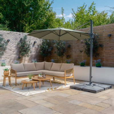 Maze - Helios 3m Round Rotating Cantilever Parasol with Base - Oil Green product image