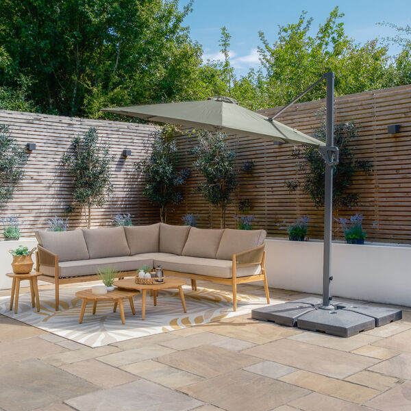 Maze - Helios 3m Round Rotating Cantilever Parasol with Base - Oil Green product image