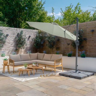 Maze - Helios 3m Round Rotating Cantilever Parasol with Base - Oil Green product image