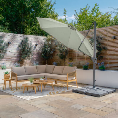 Maze - Helios 3m Round Rotating Cantilever Parasol with Base - Oil Green product image