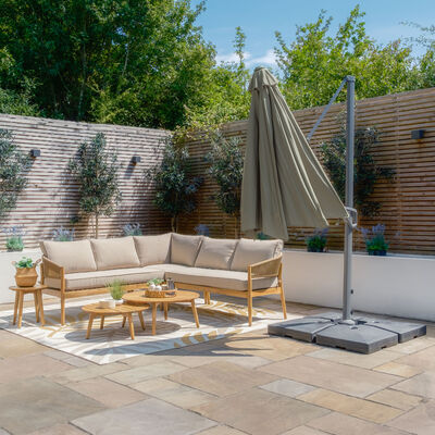 Maze - Helios 3m Round Rotating Cantilever Parasol with Base - Oil Green product image