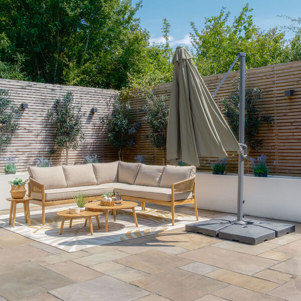 Maze - Helios 3m Round Rotating Cantilever Parasol with Base - Oil Green product image