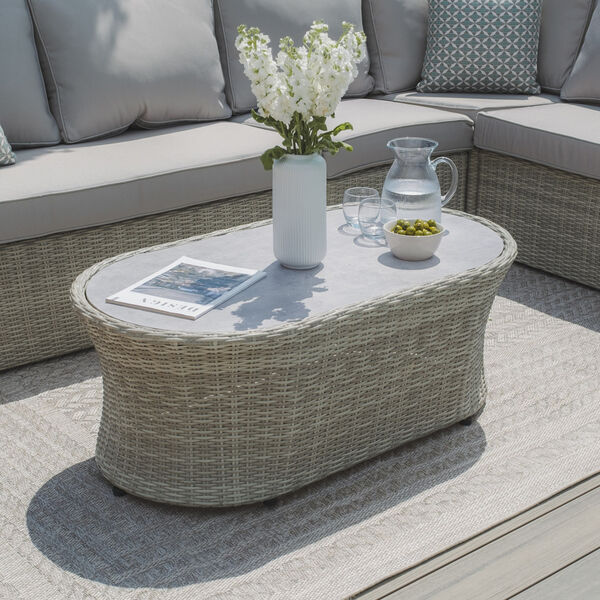 Maze - Oxford Oval Rattan Coffee Table - Ceramic Glass (Table Only)