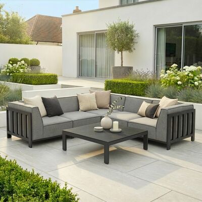 Ibiza Small Corner Sofa Set With Square Coffee Table - Zinc Grey