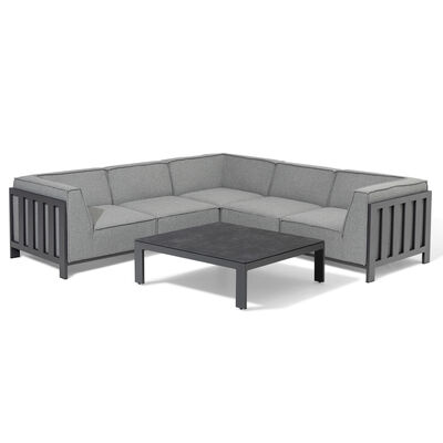 Ibiza Small Corner Sofa Set With Square Coffee Table - Zinc Grey