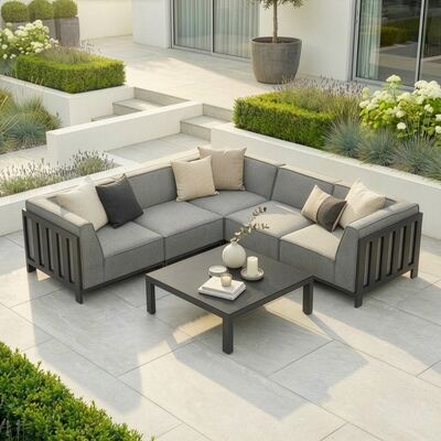 Ibiza Small Corner Sofa Set With Square Coffee Table - Zinc Grey
