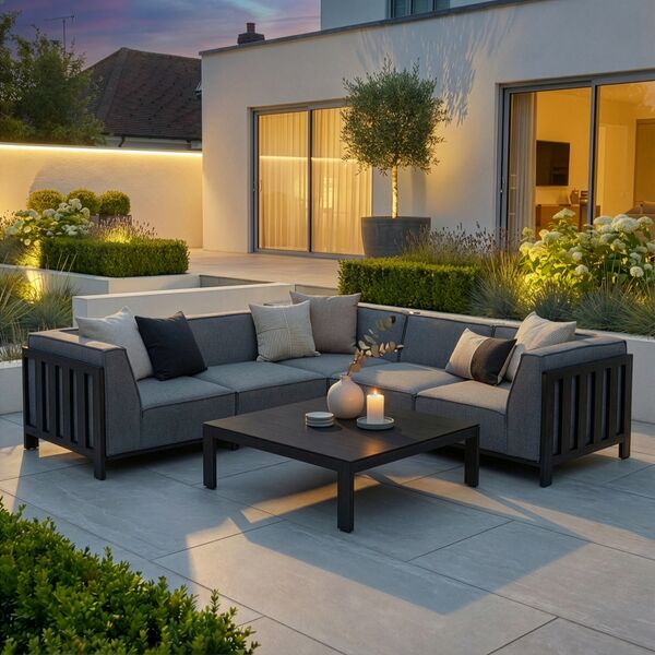 Ibiza Small Corner Sofa Set With Square Coffee Table - Zinc Grey
