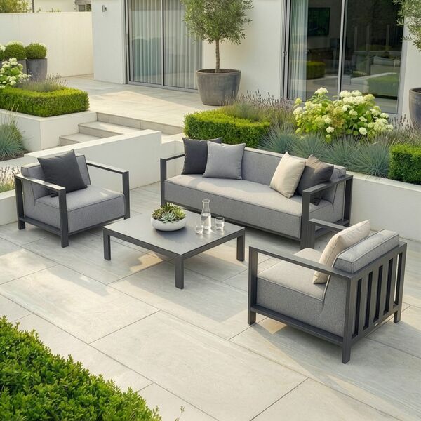 Ibiza 3 Seat Sofa Set With Square Coffee Table - Zinc Grey