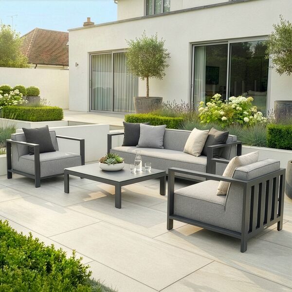 Ibiza 3 Seat Sofa Set With Square Coffee Table - Zinc Grey