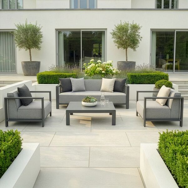 Ibiza 3 Seat Sofa Set With Square Coffee Table - Zinc Grey