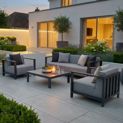 Ibiza 3 Seat Sofa Set With Square Coffee Table - Zinc Grey