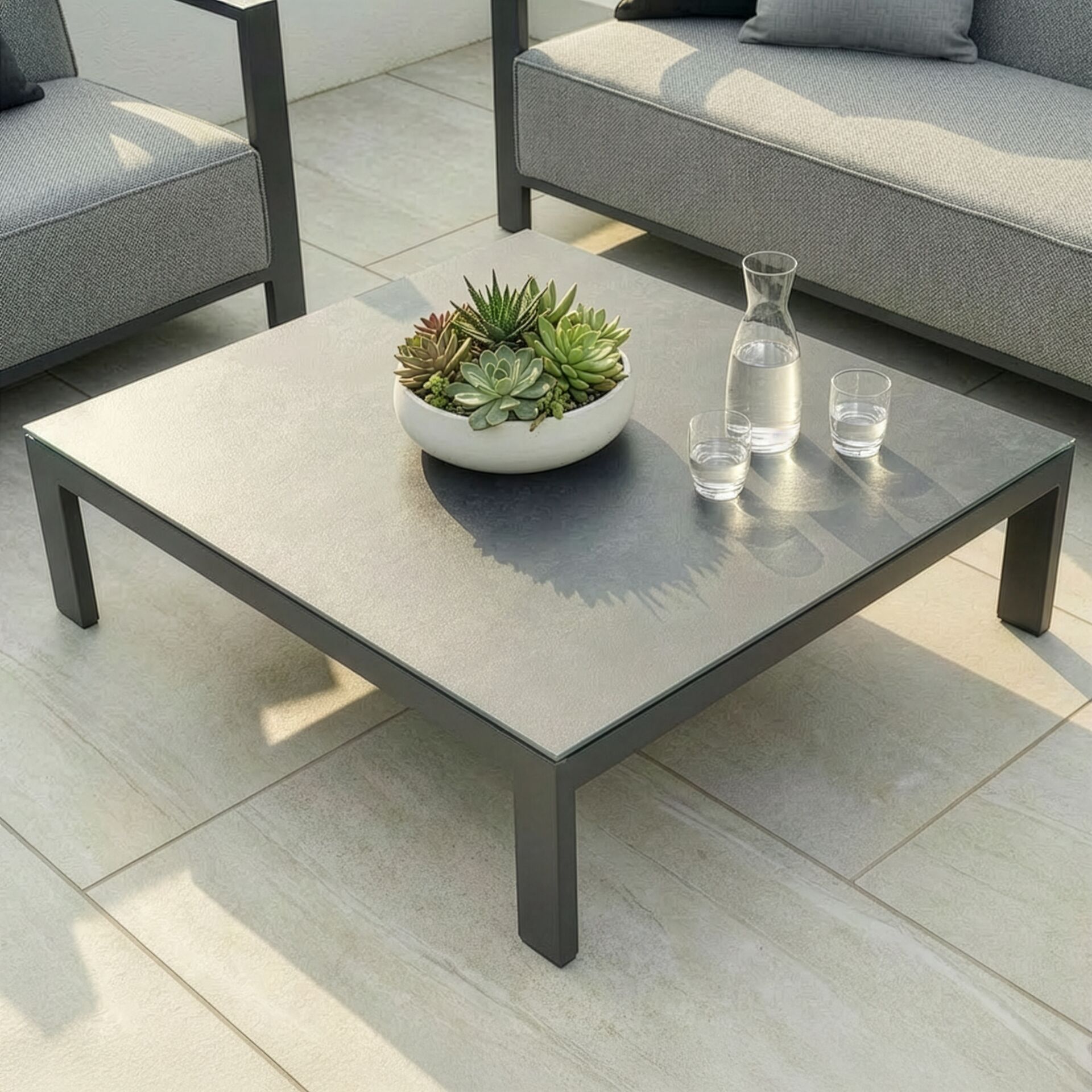 Ibiza 3 Seat Sofa Set With Square Coffee Table - Zinc Grey